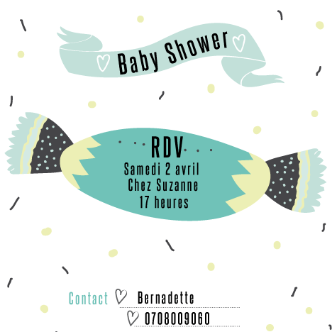 Baby shower invitation bonbon - Faire Part Magnet
