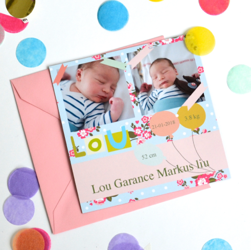 Faire-part naissance liberty bleu