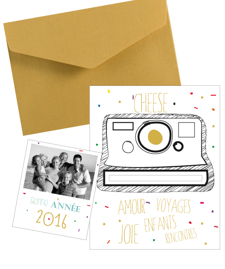 Carte polaroid nouvel an