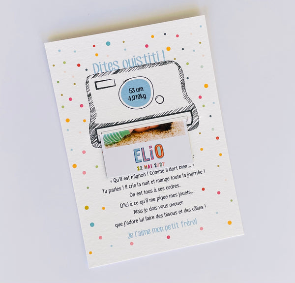 Faire-part magnet polaroid - magnet pola naissance confetti party