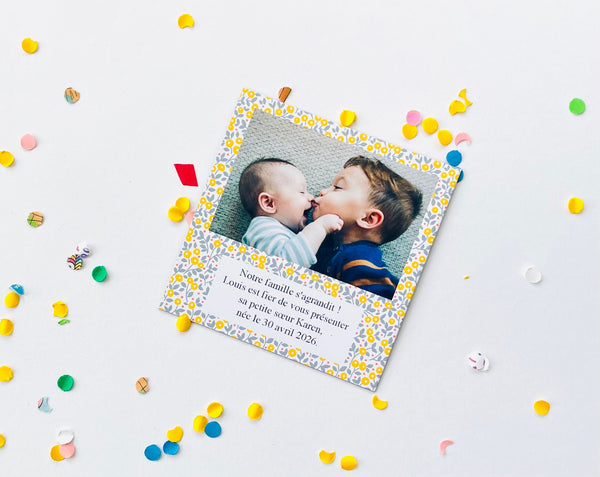 Faire-part Magnétique Photo Liberty Jaune – Format Polaroid Personnalisé