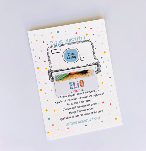 Faire-part magnet polaroid - magnet pola naissance confetti party
