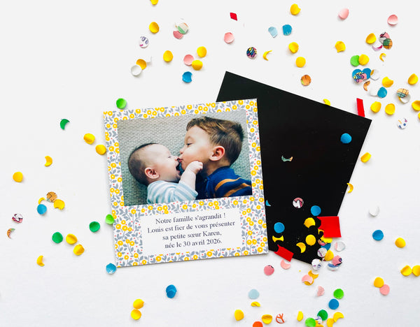 Faire-part Magnétique Photo Liberty Jaune – Format Polaroid Personnalisé