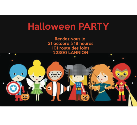 Carte halloween enfants déguisés