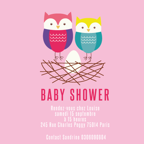 Baby shower invitation Hiboux - Faire Part Magnet
