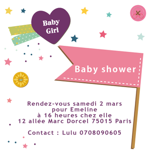 Baby shower invitation Etoiles - Faire Part Magnet
