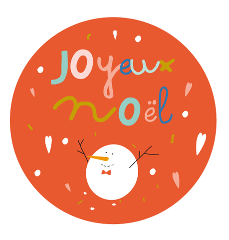 Badge aimanté + carte joyeux Noël avec un bonhomme de neige - Faire Part Magnet
 - 1