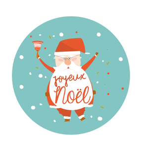 Badge aimanté + carte joyeux Noël avec le père Noël - Faire Part Magnet
 - 1