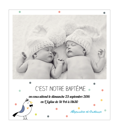 Magnet Invitation Baptême Victor