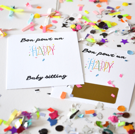 Carte a gratter bon pour un baby sitting