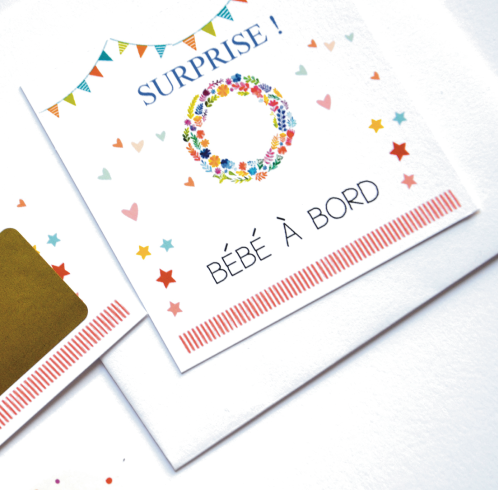 Carte a gratter surprise bébé à bord !