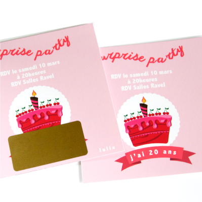 Carte d'invitation anniversaire ou fête à gratter - Paris