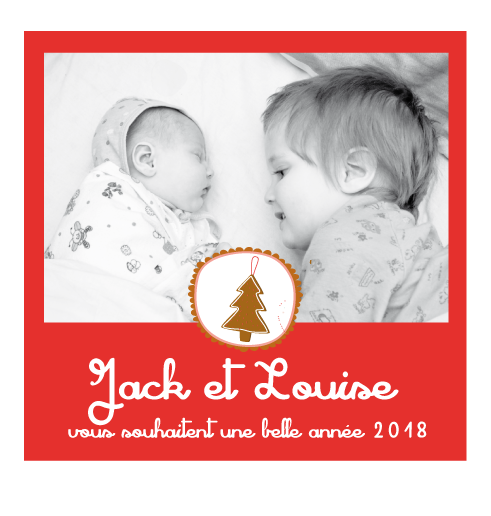 Carte belle année 2018 sapin pain d'épice