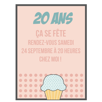 Carte anniversaire Invitation 20 ans – FPM magnet