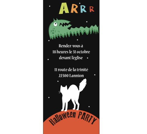 Carte invitation halloween chat noir