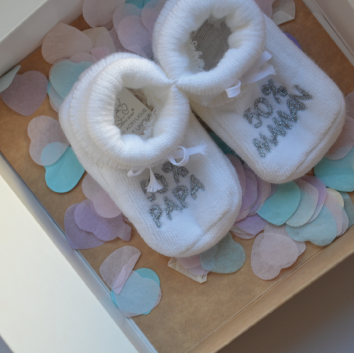 Chausson blanc bebe 50 maman 50 papa FPM magnet