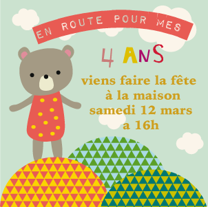 Invitation magnétique anniversaire 4 ans