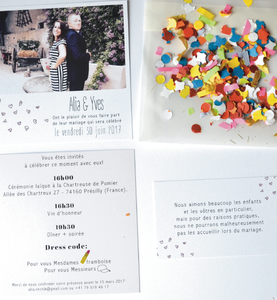 Faire-part mariage confettis