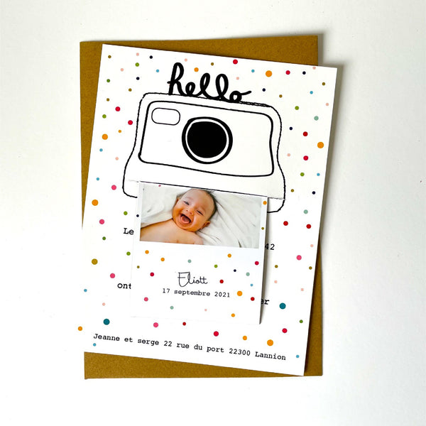 Faire-part magnet polaroid - magnet pola naissance confetti party