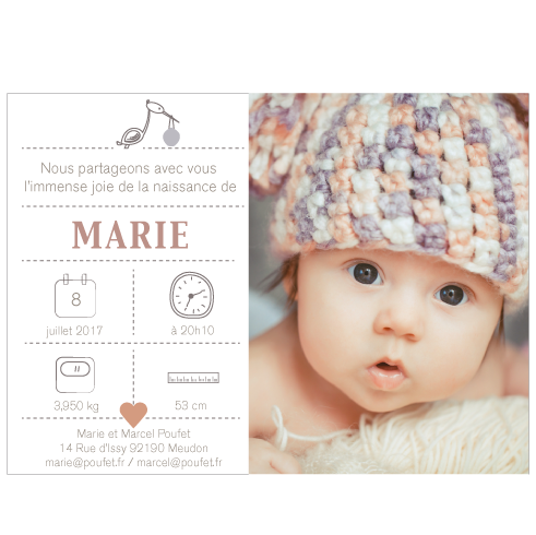 Faire-part de naissance magnetique Marie