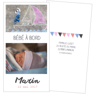 Faire-part naissance photomaton Marin