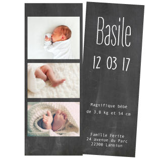 Faire-part naissance photomaton Basile