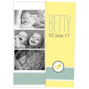 Faire-part naissance photomaton Betty
