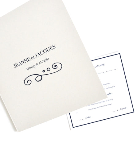 Faire part de mariage classique bleu roi