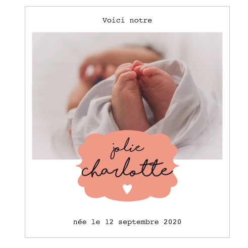 Faire-part de naissance jolie Charlotte