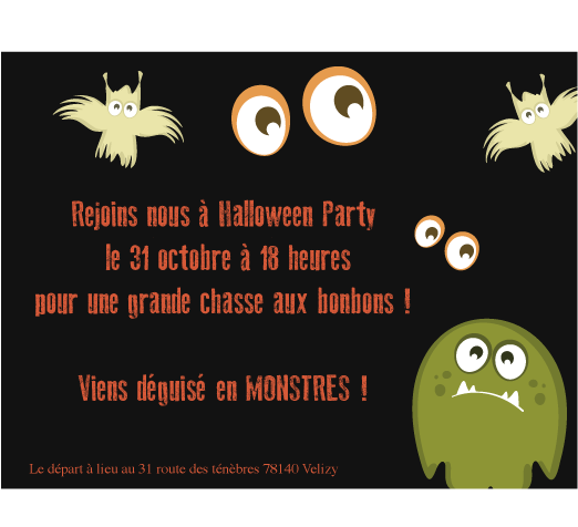 Carte halloween party monster