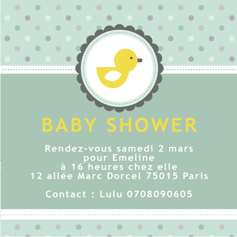 Baby shower invitation canard jaune - Faire Part Magnet
