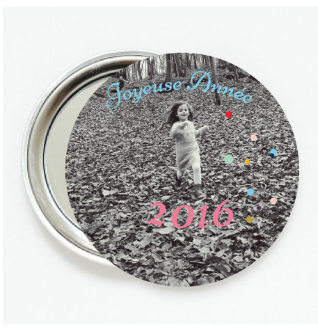 Miroir de poche personnalisé "Joyeuse année 2016"