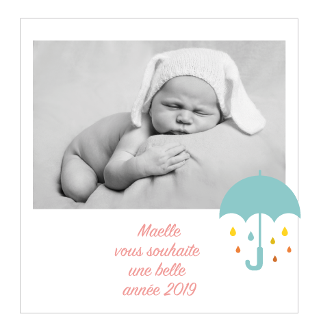 Cartes de voeux 2019 parapluie jolie jolie