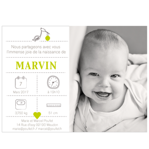 Faire-part naissance magnetique Marvin