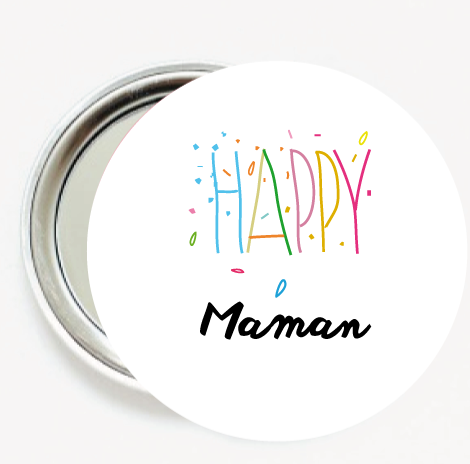 Miroir de poche personnalisé Happy maman