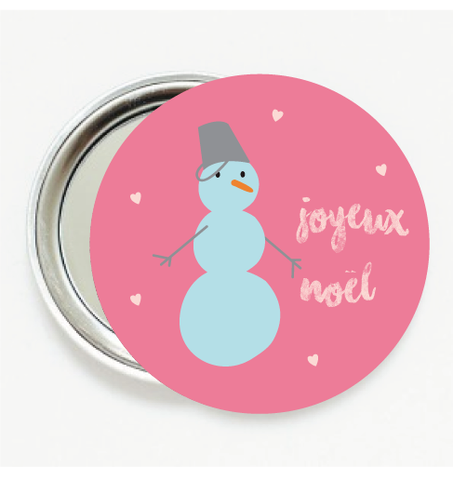 Miroir de poche personnalisé bonhomme de neige